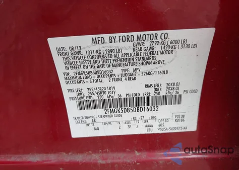 2013 Ford Flex Limited from USA, damaged, VIN 2FMGK5D85DBD16032